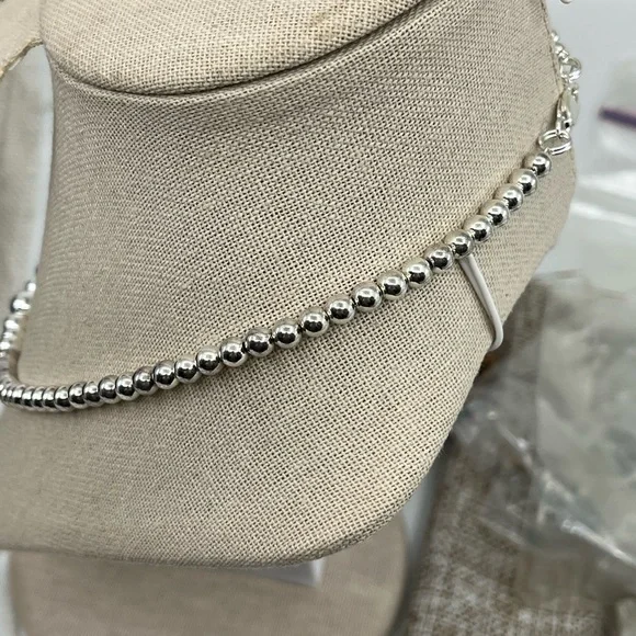 Vintage Sterling Silver Graduated Bead Necklace – 16" – 13.5g - Picture 9 of 16